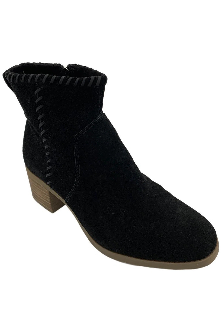 TOMS Women's Delilah Zip Suede Heeled Ankle Boot Black - Medium